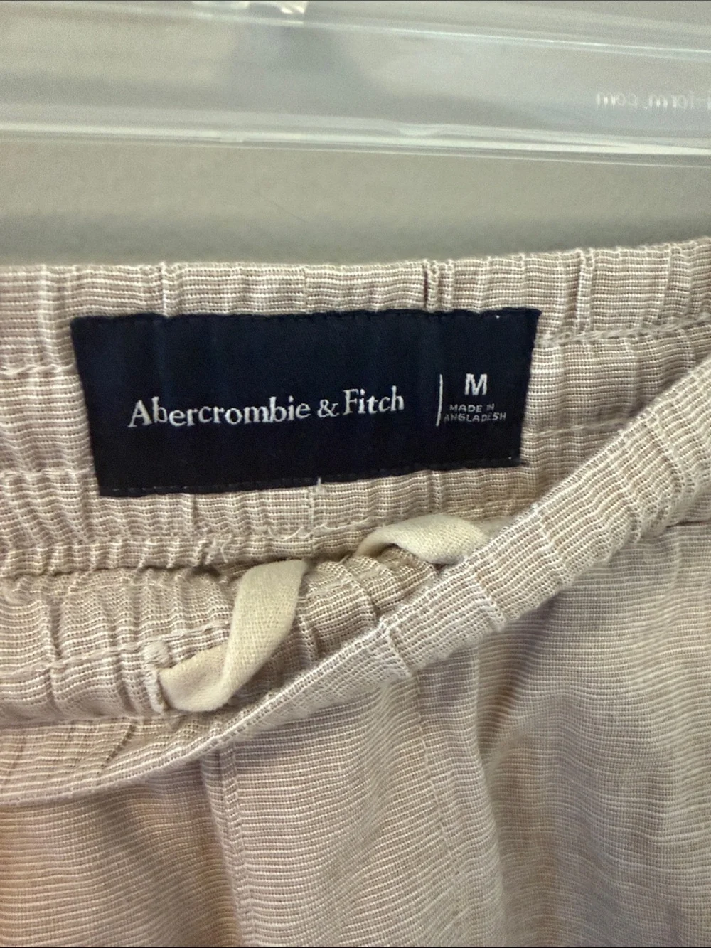 Abercrombie & Fitch pull on cotton-linen blend shorts in beige M